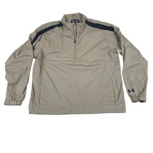 Under Armour Golf Performance Quarter Zip Windbreaker Jacket Men Large Tan Khaki